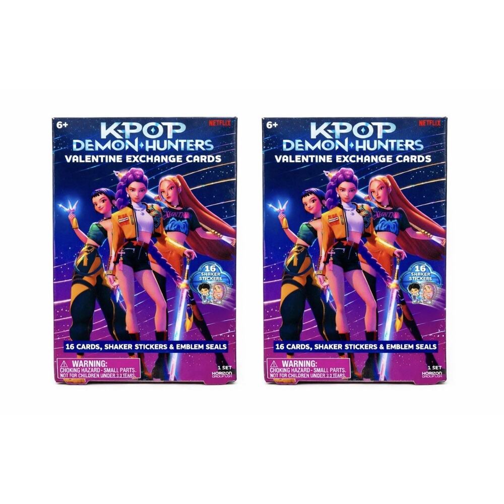 2 boxes KPop Demon Hunters 16ct Valentine's Day Classroom Exchange Cards Sticker